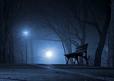 Night Park Bench