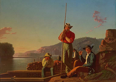 Fishing Scene Painting with Figures