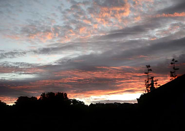 Dramatic Sunset Sky Over Silhouette