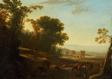 Landscape with Figures and Ruins Painting