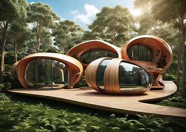 Modern Wooden Pod House in Forest