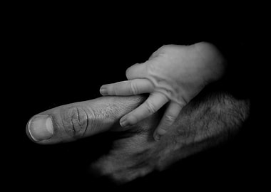 Baby's Hand on Adult's Finger
