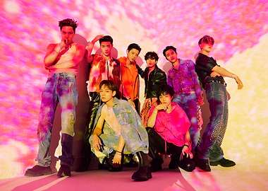 exo group photo in colorful outfits