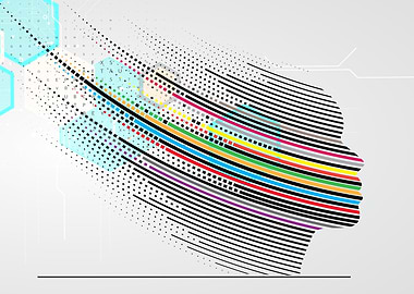 Abstract Head Profile with Colorful Lines