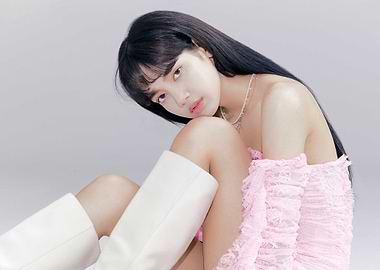 lisa in pink lace dress and boots