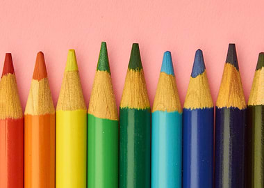 Colorful Pencils on Pink Background