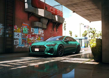 Teal Audi parked near Juice Bar
