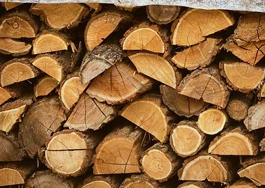 Stack of Cut Firewood Logs