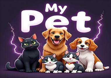 Cartoon Pets: Dogs and Cats Together