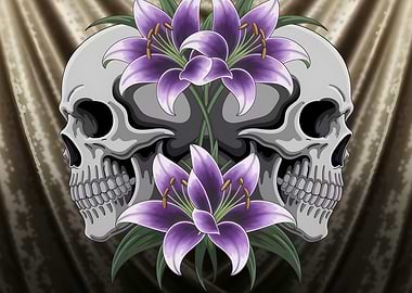 Skulls and Lilies Digital Art