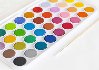 Watercolor Paint Palette with Brush