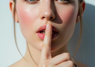 Woman with finger on lips
