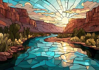 Grand Canyon Stained Glass Landscape