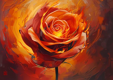 Fiery Rose Painting