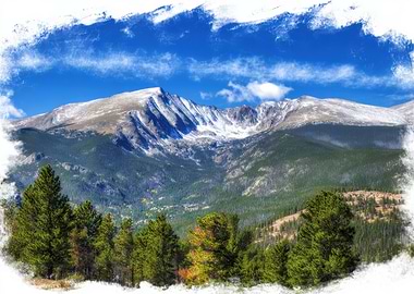 Snowy Mountain Landscape with Forest