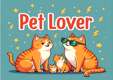 Pet Lover Cartoon Cats Illustration