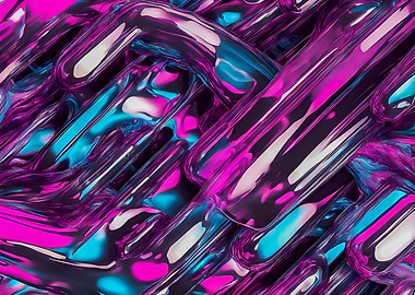 Abstract Metallic Tubes with Neon Colors