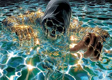 Golden Grim Reaper in Water