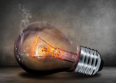 Burnt Out Light Bulb with Smoke