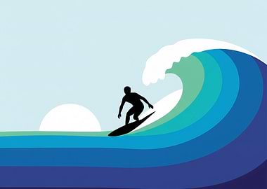 Surfer Riding a Wave Silhouette
