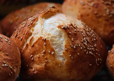 Sesame Seed Bread Rolls Close-Up