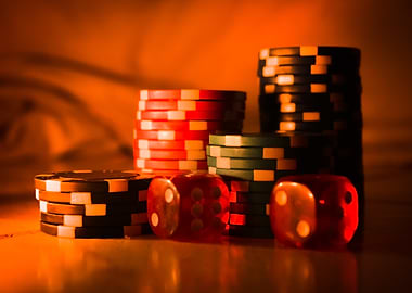 Casino Chips and Dice Still Life