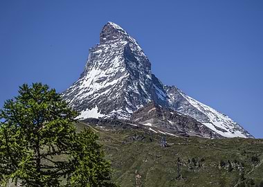 Matterhorn Mountain Peak with Blue Sky