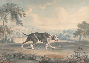 Pointer Dog in Landscape Painting