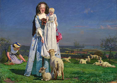 Pastoral Scene with Woman, Child, and Sheep