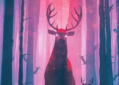 Mystical Deer in Forest