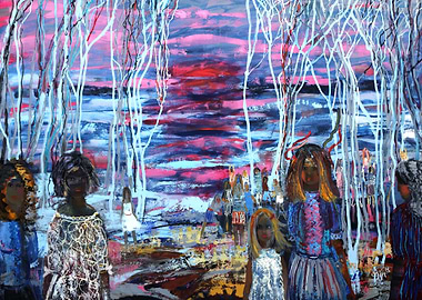 Figures in a Forest Landscape Painting