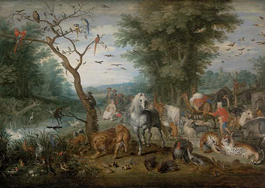 Paradise Landscape with Animals Painting
