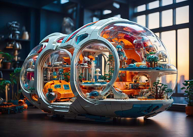 Futuristic Lego-Style Habitat Pod