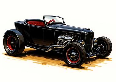 Black Hot Rod Car Illustration