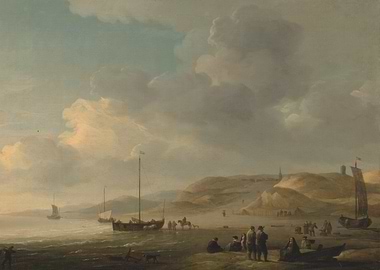 Coastal Scene with Figures and Boats