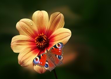 Butterfly on a Peach-Colored Flower