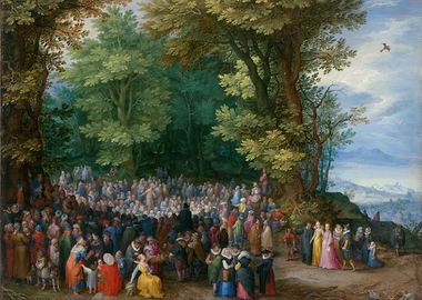 Crowd in a Forest Painting