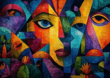 Abstract Colorful Face Painting