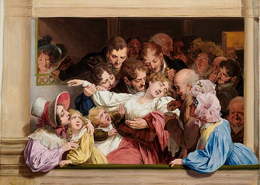 Distressed Woman in Crowd Painting