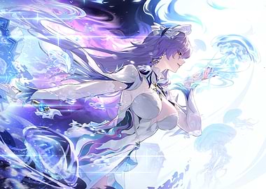 Girl with Jellyfish Digital Art