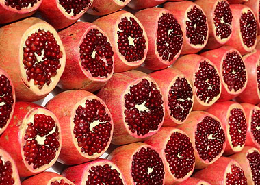 Pomegranate Halves Close-Up