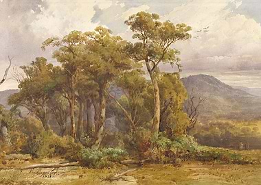 Australian Landscape Painting with Trees