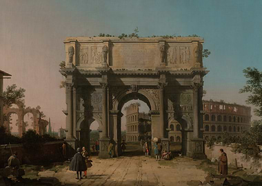 Roman Forum Painting with Arch and Colosseum