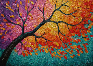 Colorful Impasto Tree Painting