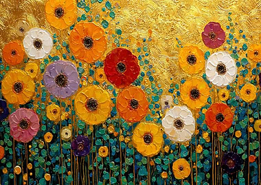 Floral Painting with Gold Background