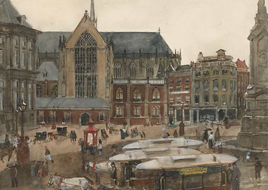 Amsterdam Cityscape Watercolor Painting