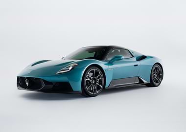 Teal Maserati MC20 on White Background