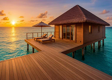 Tropical Villa at Sunset