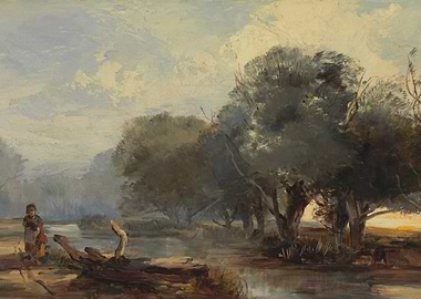 Girl by the River Oil Painting