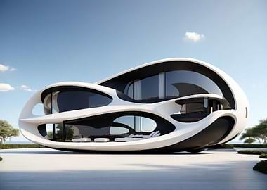 Futuristic Black and White House Design
